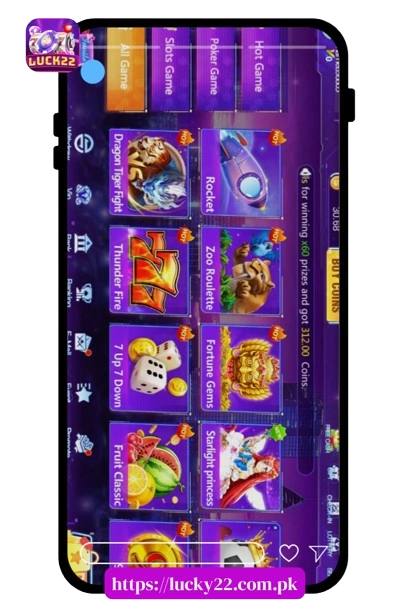 Lucky 22 Game dashboard